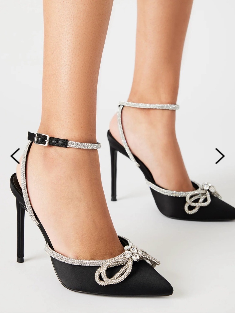 Black Heels with Rhinestone Bow